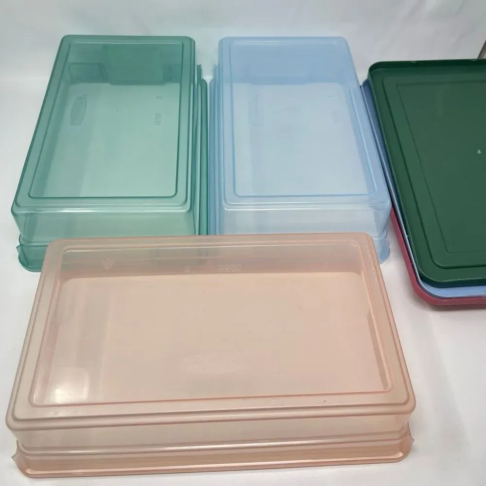 Rubbermaid Lot of 3 Vintage Green Pink Blue Shoe Box Storage Container 0286